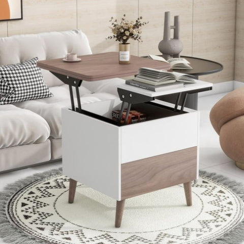 ZUN Modern Multi-functional Coffee Table Extendable with Storage & Lift Top in Walnut WF307473AAR