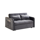 ZUN 55.5" Twins Pull Out Sofa Bed Grey Velvet W1097104077