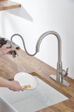 ZUN Kitchen Sink Faucet with Pull Out Sprayer Brushed Nickle,Stainless Steel High Arc Kitchen Sink 76791346
