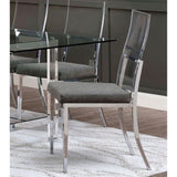 ZUN Set of 2 Acrylic and Leatherette Padded Dining Chairs in Chrome Finish B016P156801