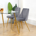 ZUN Modern Grey Velvet Dining Chairs , Fabric Accent Upholstered Chairs Side Chair with gold Legs for W210127129