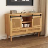 ZUN 47.24 "Sliding Barn Door Storage Cabinet, TV Cabinet with 2 Drawers, for Living room Bedroom W757113198