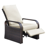 ZUN Outdoor Recliner, Automatic Adjustable Wicker Lounge Recliner Chair with Comfy Thicken Cushion, All W1889109401