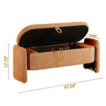 ZUN Ottoman Oval Storage Bench 3D Lamb Fleece Fabric Bench with Large Storage Space for the Living Room, W1825133472