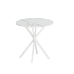 ZUN 31.5'' Modern Cross Leg Round Dining Table, White Marble Top Occasional Table, Two Piece Removable W757140955