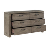 ZUN Rustic Style 1pc Gray Dresser of 6x Drawers Metal Hardware Wooden Bedroom Furniture B011P143958