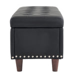 ZUN 51 Inches 131*41*42cm PU With Storage Copper Nails Bedside Stool Footstool Black 75365335