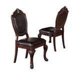 ZUN Royal Majestic Formal Set of 2 Side Chairs Brown Color Rubberwood Dining Room Furniture Intricate B01180913