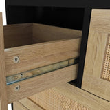 ZUN 4 Drawers Rattan Cabinet,for Bedroom,Living Room,Dining Room,Hallways,Easy Assembly, Black W757137660