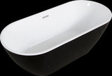 ZUN Lustrous Black Acrylic Freestanding Soaking Bathtub with Chrome Overflow and Drain, cUPC Certified W157384918