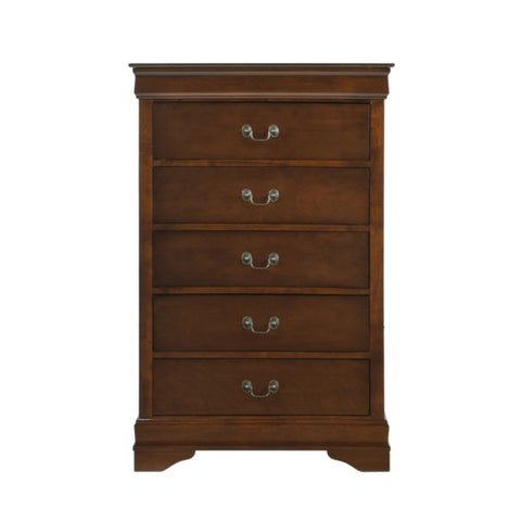 ZUN Traditional Design Bedroom Furniture 1pc Chest of 5x Drawers Brown Cherry Finish Antique Drop B01165028