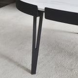 ZUN Modern coffee table,black metal frame with sintered stone tabletop 49889563