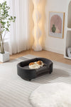 ZUN Scandinavian style Elevated Dog Bed Pet Sofa With Solid Wood legs and Black Bent Wood Back, Cashmere W794125931