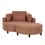 ZUN A 51-inch orange corduroy sofa with two throw pillows, a waist pillow and an extra tray is W1658P143718