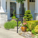 ZUN Handrails for Outdoor Steps, Wrought Iron Handrail Fits 1 or 3 Steps, Transitional Handrail with 09218958