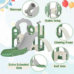 ZUN Toddler Slide and Swing Set 5 in 1, Kids Playground Climber Slide Playset with Telescope, PP321359AAF