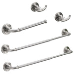 ZUN Bathroom Hardware Set Brushed Nickel 4-Pieces Bathroom Towel Rack 24 Inches Adjustable Bathroom W1932130479