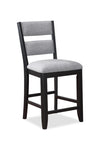 ZUN 2pc Set Black Farmhouse Style Ladder Back Counter Height Side Chair Stool Gray Color Upholstered B011135074