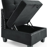 ZUN Single Chair for Modular Sectional,Black Velvet W48734862