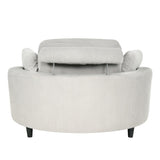 ZUN 51-inch gray corduroy sofa with two throw pillows and a waist pillow with an extra tray for W1658P143717