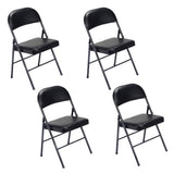 ZUN 4pcs Elegant Foldable Iron & PVC Chairs for Convention & Exhibition Black 33457557