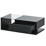 ZUN ON-TREND Modern Coffee Table with Tempered Glass, Wooden Cocktail Table with High-gloss UV Surface, WF303936AAB