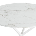 ZUN 42.13'' Modern Cross Leg Round Dining Table, White Marble Top Occasional Table, Two Piece Removable W757140952