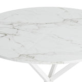 ZUN 42.13'' Modern Cross Leg Round Dining Table, White Marble Top Occasional Table, Two Piece Removable W757140952