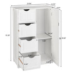 ZUN Single Door Bathroom Storage Cabinet with 4 Drawers White 89838254
