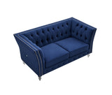 ZUN Navy Blue, Velvet, 2+3 Seat Set, Cushion Combination Lounge, Deep Tufted Button Luxury 37078904