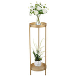 ZUN Modern Folding Metal 2-Tier Plant Stand Potted Plant Holder Shelf with 2 Round Trays Indoor Outdoor, W2181P155110
