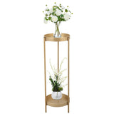 ZUN Modern Folding Metal 2-Tier Plant Stand Potted Plant Holder Shelf with 2 Round Trays Indoor Outdoor, W2181P155110