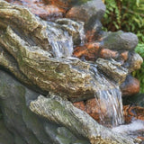 ZUN 41x20x20" Large Brown Rock Wood-Look Fountain with Moss, Indoor & Outdoor Polyresin Water Feature W2078137337