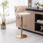 ZUN Bar Stools With Back and Footrest Counter Height Dining Chairs-Velvet Beige-2PCS/SET W67663285