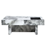 ZUN A modern and practical coffee table, black and white in imitation marble pattern, made of MDF W1151119880