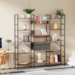 ZUN Triple Wide 5 Tier Bookshelf,Tall Bookcase with 14 Open Display Shelves 56408178