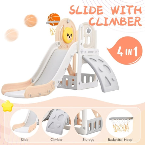 ZUN Toddler Climber and Slide Set 4 in 1, Kids Playground Climber Freestanding Slide Playset with PP304158AAH
