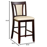 ZUN Contemporary Set of 2 Counter Height Chairs Dark Cherry And Ivory Solid wood Chair Padded B01182193