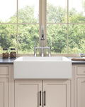 ZUN 24"L x 19" W Farmhouse/Apron Front White Ceramic Kitchen Sink W127294798