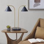 ZUN 2-Light Metal Table Lamp with Chimney Shades B03596584