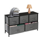 ZUN 2-Tier Wide Closet Dresser, Nursery Dresser Tower with 5 Easy Pull Fabric Drawers and Metal Frame, 23359523