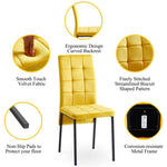 ZUN Yellow Velvet High Back Nordic Dining Chair Modern Fabric Chair with Black Legs, Set Of 4 W116465072