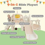 ZUN Kids Slide Playset Structure 9 in 1, Freestanding Castle Climbing Crawling Playhouse with Slide, PP307713AAD