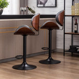 ZUN HengMing Bentwood Adjustable Bar Stools , Upholstered Swivel Barstool, Mix color PU Leather W21222002