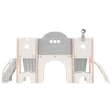 ZUN Kids Slide Playset Structure 7 in 1, Freestanding Spaceship Set with Slide, Arch Tunnel, Ring Toss PP322884AAH