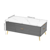 ZUN Modern Lift Top Coffee Table Multi Functional Table with Drawers in Gray & White WF307471AAG