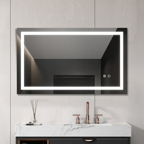 ZUN 40 inch LED Lighted Bathroom Wall Mounted Mirror with High Lumen+Anti-Fog Separately Control+Dimmer 58037841