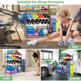 ZUN Yoga Mat Holder, Yoga Mat Storage Rack, Home Gym Storage With Hooks and Wheels ,Black W1401141798