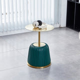 ZUN Luxury Gold Top with Metal Covered Green PU Side Table, Small Sofa Table W171894530