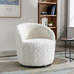 ZUN A&A Furniture,Artificial Rabbit Hair Fabric Swivel Accent Armchair Barrel Chair With Black Powder W1143110375
